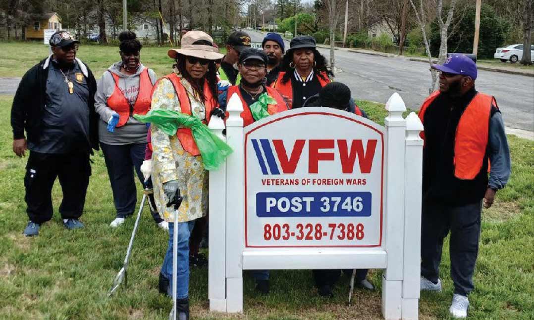 VFW Post 3746 members stand outside their Post on Sept. 29 in preparation for a day of collecting trash along the roads and highways in their hometown of Rock Hill, South Carolina.