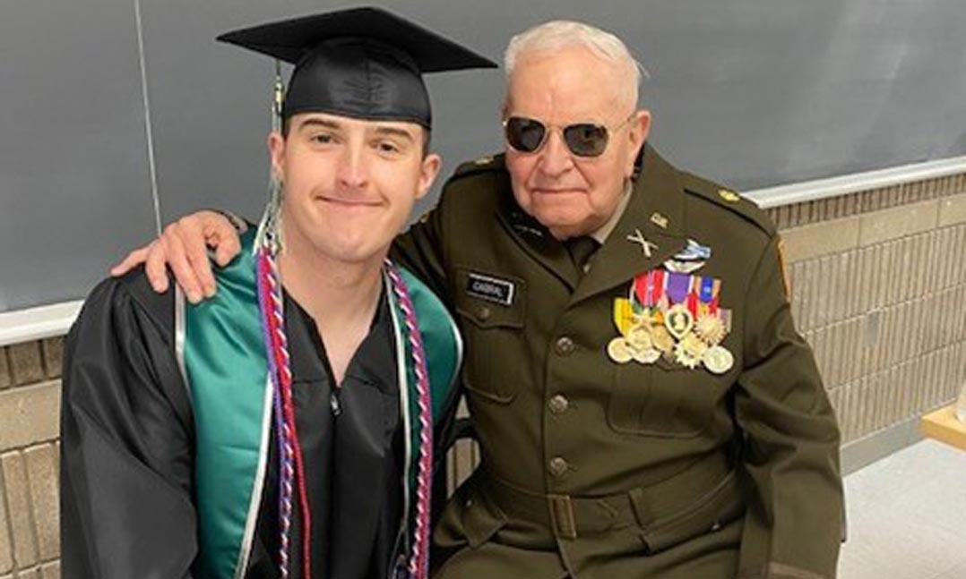 Bristol veteran Max Poole and Vietnam Veteran Ron Cabral. Both Poole and Cabral crossed the stage at Bristol’s 58th Commencement