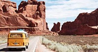 van driving through arches national park
