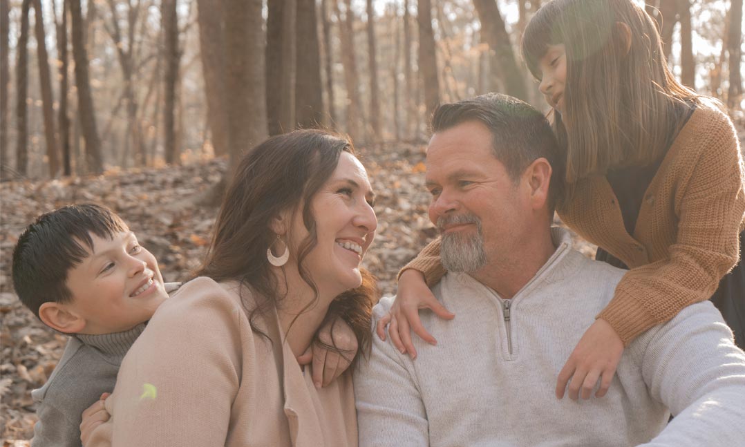 Army veteran Kate Youngs with her husband Gary and their children Sawyer and Quinnley