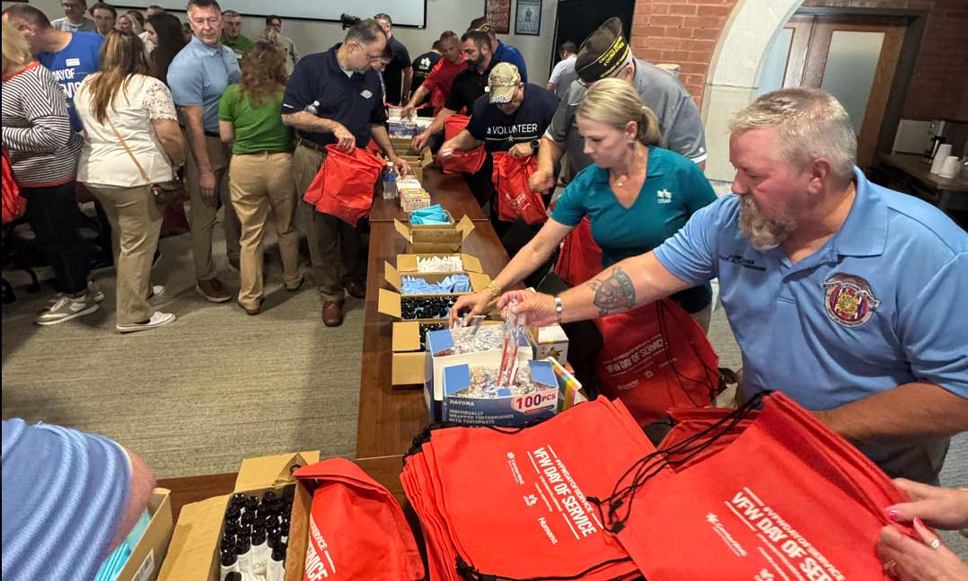 VFW Day of Service Al Lipphardt Humana USAA package hygiene kits for homeless veterans